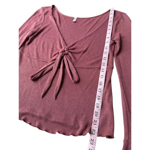 Free People Intimately Say When Long Sleeve Metallic Tie Front Top Size M - Picture 10 of 11